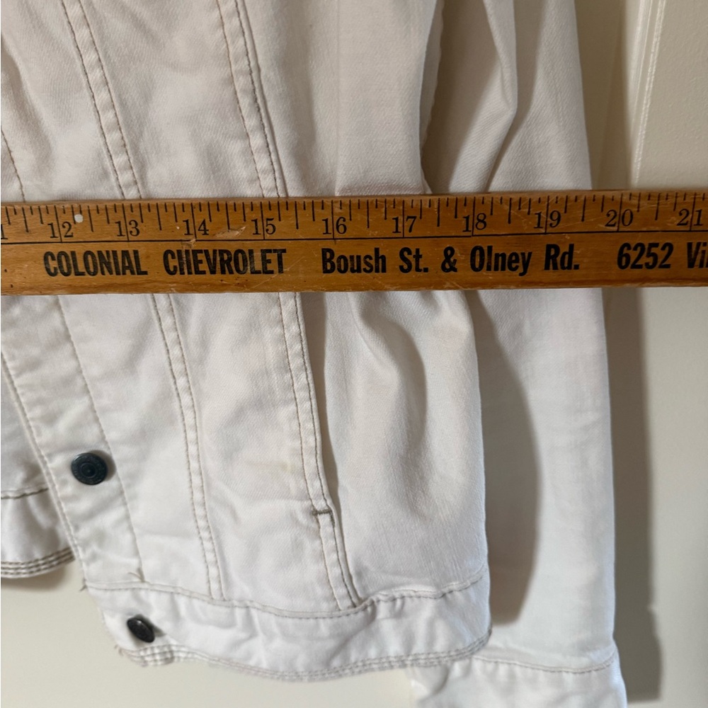 Eddie Bauer White Denim Jacket - Button-Front Jean Jacket - Picture 2 of 5